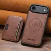 Adequado para iPhone 18 Pro Carregamento Sem Fio Magnético Magsafe Samsung S26U Porta-Cartões Capa de Couro para Celular