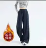 Dropshipping 2025 Invierno Nuevo Estilo Pantalones Casuales Gruesos con Forro de Felpa Cintura Elástica Pierna Recta para Mujer