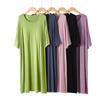 Camisón Redondo Talla Grande con Almohadillas en el Pecho, Manga Corta de Modal, Vestido Largo Holgado y Sencillo, Adelgazante y Se Puede Usar Afuera, Ropa para el Hogar, Adelgazante Talla Grande