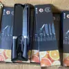 Em Estoque Atacado Facas de Cozinha Novo Modelo Aço Inoxidável Padrão Onda Negra Conjunto de Facas Conjunto de 6 Peças Tesoura Faca do Chef Faca de Frutas