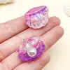 Mix de 6 Cores Transparente Iridescente Oceano 3D Resina Imitação Pérola Concha Pingente DIY Acessórios de Joias Artesanais com Contas