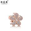 Jiaren Novo Bracelet de Flor de Cinco Pétalas Ouro Rosa com Contas de Diamante Ponto de Flor Broca de Ponto Flor de Contas Grande Buraco Cabelo Liso