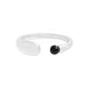 1104 Estilo coreano INS nicho diseño de lujo ligero geométrico en forma de U ágata negra anillo abierto plata esterlina S925 anillo para mujer
