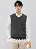 Chaleco de Punto Grueso Suave con Cuello en V para Hombre, Capa Base para Otoño e Invierno, Estilo Casual Maduro