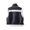Chaleco de piel de cordero para motocicleta, holgado, de otoño e invierno, estilo europeo y americano, con forro de piel para mujer, chaleco grueso integrado, chaleco de moda versátil, ropa exterior
