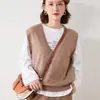 Nuevo Chaleco de Punto con Cuello en V 2021 para Mujer, Chaleco Exterior sin Mangas, Chaleco Cálido de Otoño e Invierno con Temperamento para Combinar