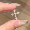 Colar Cruz Completo em Diamante Banhado a Ouro 18K Prata de Lei S925 Corrente de Clavícula Retro Japonês Leve Luxo Exquisito de Alto Padrão Nicho