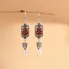 King Cervo Dourado Prata S925 Retrô Artístico Ágata Cuia Pérola Brincos Elegante Franja Brincos Femininos Lançamento