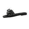 Sandalias Planas de Verano 2026 Estilo Coreano Nuevo con Perlas y Pedrería para Mujer, Sandalias de Deslizamiento para Exteriores, Tallas 36-44