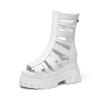 Sandalias Romanas de Cuero Genuino con Suela Gruesa para Mujer, que Aumentan la Altura, 10 cm, Sandalias de Moda Huecas con Punta Abierta para Primavera/Verano para Mujer