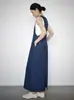 Qianhe Colección Nueva Primavera y Verano Chaleco Delgado como el Papel Vestido de Mezclilla Moda Blogger Moda Retro Vestido Largo