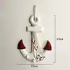Promoción de fábrica 33cm estilo mediterráneo ancla ancla termómetro gancho decorativo colgante de artesanía de madera