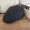 Gorro moderno retro brillante a rayas para mujer, grueso y cálido, estilo Newsboy, ideal para otoño e invierno. Gorro de pato de moda británica.
