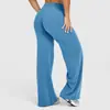 Pantalones de Yoga Europeos y Americanos Transfronterizos de Cintura Alta Levanta Glúteos Adelgazantes Alta Elasticidad Sensación Desnuda Tejido Spandex Caída Pantalones de Pierna Ancha