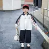 Conjunto de Sudadera para Niños Primavera y Otoño, Conjunto de Dos Piezas Cardigan con Cremallera Estiloso Estilo Coreano para Niños, Conjunto Deportivo para Niños Pequeños, Comercio Exterior
