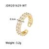 Anel Coringa de Moda Feminina de Nicho INS Banhado a Ouro 18K Cobre Cravejado Zircônia Oval Aberto Ajustável
