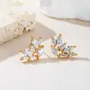 Brincos de Cobre em Formato de Borboleta Zircônia Marquise com Incrustações de Zircônia, Brincos Elegantes Banhados a Ouro, Brincos de Alto Padrão Estilo Ins Venda por Atacado