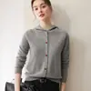 Cárdigan con Capucha de Cachemira Bloque de Color Estilo Francés para Mujer, Holgado, Versátil, Suave, Tejido, Sudadera, Chaqueta