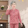 Novo Conjunto de Moda Outono e Inverno da Mamãe Cardigã de Lã com Estampa Floral para Mulheres de Meia-Idade e Idosas Roupa de Vovó Roupas de Outono e Calças
