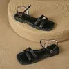 Zapatos de Mujer Talla Grande Moda Retro Sandalias Planas Punta Cuadrada Punta Abierta Sandalias de Tira para Mujer Primavera/Verano 2026