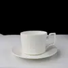 [Xícara e Pires de Café Branco Puro de Tangshan com Logotipo Personalizado, Xícara e Pires de Chá da Tarde Estilo Nórdico com Design Floral Completo e Logotipo de Imagem Personalizável]