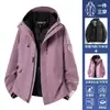 Chamarra de plumón estilo Luo Tuo para mujer, Conjunto tres en uno impermeable y a prueba de viento para exteriores, Abrigo de plumón de pato al 90% para hombre