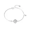 Pulsera de Plata de Ley S925 Nueva Moda Trébol de Cuatro Hojas Microincrustada con Circonita para Mujer Estilo Europeo y Americano Joyería de Lujo Ligero de Alta Gama