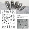 Popular Adesivos 3D Borboleta Prata Líquida para Unhas Estrela Lua Coração Estilo Escuro Sexy Decalques de Unha com Suporte Adesivo