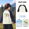 Camiseta de Manga Longa de Algodão Puro para Meninos Europeus Estilo Primavera e Outono 2026 Nova Blusa para Crianças de Meia-Idade e Mais Velhas Roupas de Outono para Bebês