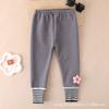 Leggings de Menina Outono e Inverno Florzinha Forrado com Lã Espessado Leggings Infantis Veludo Peça Única Meia-Calça Infantil para Bebê