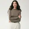 Camiseta de Capa Base de Lana Hilada Fina Yangzi, Ajustada, Tejido Sin Costuras con Cuello Semi-Alto para un Look Elegante para el Trayecto
