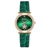 Explosiones de moda verde traje de reloj al por mayor de fábrica reloj de cuarzo para mujer cinturón de punto de diamante para mujer el mismo