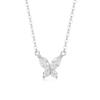 Colar de prata esterlina S925 com borboleta europeia e americana, zircônia brilhante, feminino, leve, luxuoso, transfronteiriço, corrente de pescoço, elegante, simples, clavícula