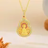 Novo Pingente de Buda em Filigrana Vazada com Pedras de Diamante Estilo Chinês, Joia de Colar Abóbora Estilo Nacional Retrô Banhada a Ouro Antigo