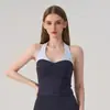Top Deportivo Transfronterizo de Tirantes con Bloques de Color y Copas Fijas, Ropa de Yoga de Secado Rápido, Ropa Exterior de Fitness con Sensación de Segunda Piel, Camisola para Exteriores