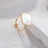 Anillo abierto de titanio y acero chapado en oro de 14K con incrustaciones de nácar de mariposa, estilo retro literario francés, joyería de moda para mujer, venta al por mayor