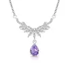 Colar com Pingente Rainha Flor de Gelo Colorida de Pedra Preciosa, Corte Gota D'água, Diamante de Alto Carbono Super Brilhante, Joia de Colar da Moda Versátil em Forma de Pera