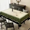 Suministro Exclusivo Transfronterizo de Mantel de Mesa de Hilo Verde Retro Estilo Americano, Impermeable, Resistente al Aceite, Lavable, Mantel Rectangular para el Hogar