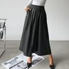 Saia Longa de Couro Artificial Vermelho Angola com Cetim Moda 2026 Primavera e Verão Nova Nicho Elegante de Alta Qualidade
