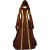 Vestido Largo Medieval cosplay Victoriano Vintage con Capucha Manga Campana Traje para Actuación