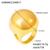 Anillo retro francés regordete esférico personalidad diseño exagerado acero inoxidable chapado en oro de 18k joyería de mano venta al por mayor