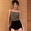 Camisola plisada de seda de hielo 2022 Ropa interior para niña Verano Ropa exterior Top con almohadilla en el pecho Ropa interior deportiva para mujer de chica sexy