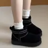 Botas de neve femininas com veludo plus, grossas, antiderrapantes, solado grosso, novo estilo 2026, para inverno, com aumento de altura, estilo retro nordeste, quentes, de algodão