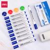 Deli 6817 Marcador para Pizarra Blanca Negro Base Agua Borrable Agua Punta Grande Rojo y Azul Marcador para Pizarra Herramienta de Escritura para Maestros