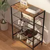 Estante para Zapatos de Hogar de Comercio Exterior Estante de Almacenamiento Multicapa Gabinete de Zapatos Ensamblado de Acero y Madera Estante para Zapatos de Dormitorio Estante para Zapatos Simple Fabricante Venta al por Mayor