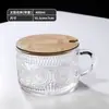 Taza de Desayuno Vintage en Relieve con Asa, Bol para Cereal y Ensalada, Bol de Vidrio para Fruta y Yogur, Tamaño Grande, Estilo Ins