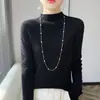 Nuevo Suéter para Mujer de Manga Larga Tejido Capa Base Ropa Interior Otoño Invierno Estilo Coreano Transfronterizo Ajuste Delgado Andy Terciopelo Cuello Medio Alto Jersey