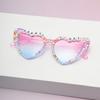 Gafas de Sol Infantiles HAPPY Moda Pedrería Novia Letra Perla Bebé Corazón Gafas de Sol para Fiesta de Mujer