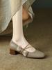 2023 primavera e outono estilo retro arco Mary Jane sapatos femininos bico redondo salto grosso elegante para todos os jogos boca rasa cheongsam sapatos de camada única para mulheres