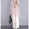 Camisa Casual Artística de Cor Sólida de Algodão e Linho de Manga Longa Irregular de Comprimento Médio, Tamanho Grande, Corte Solto, Primavera e Outono do Sudeste Asiático